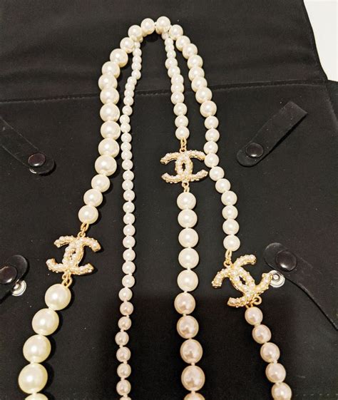 vintage chanel gold chain necklace|pre owned chanel pearl necklace.